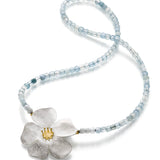 Aquamarin-Kette mit silberner Blume
